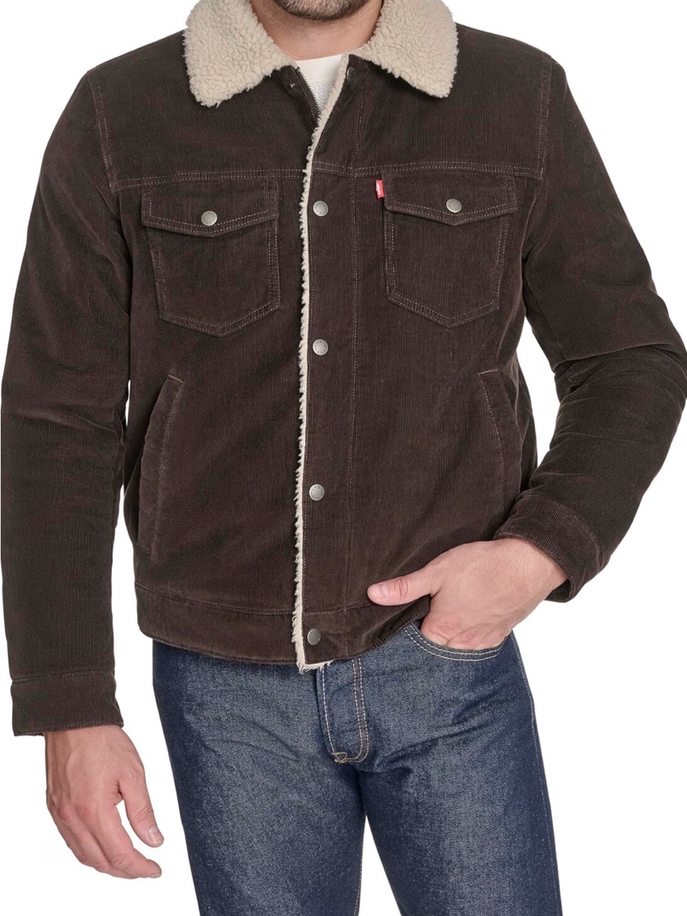 Levi's Dark Brown Corduroy Sherpa-Lined Truck Jacket